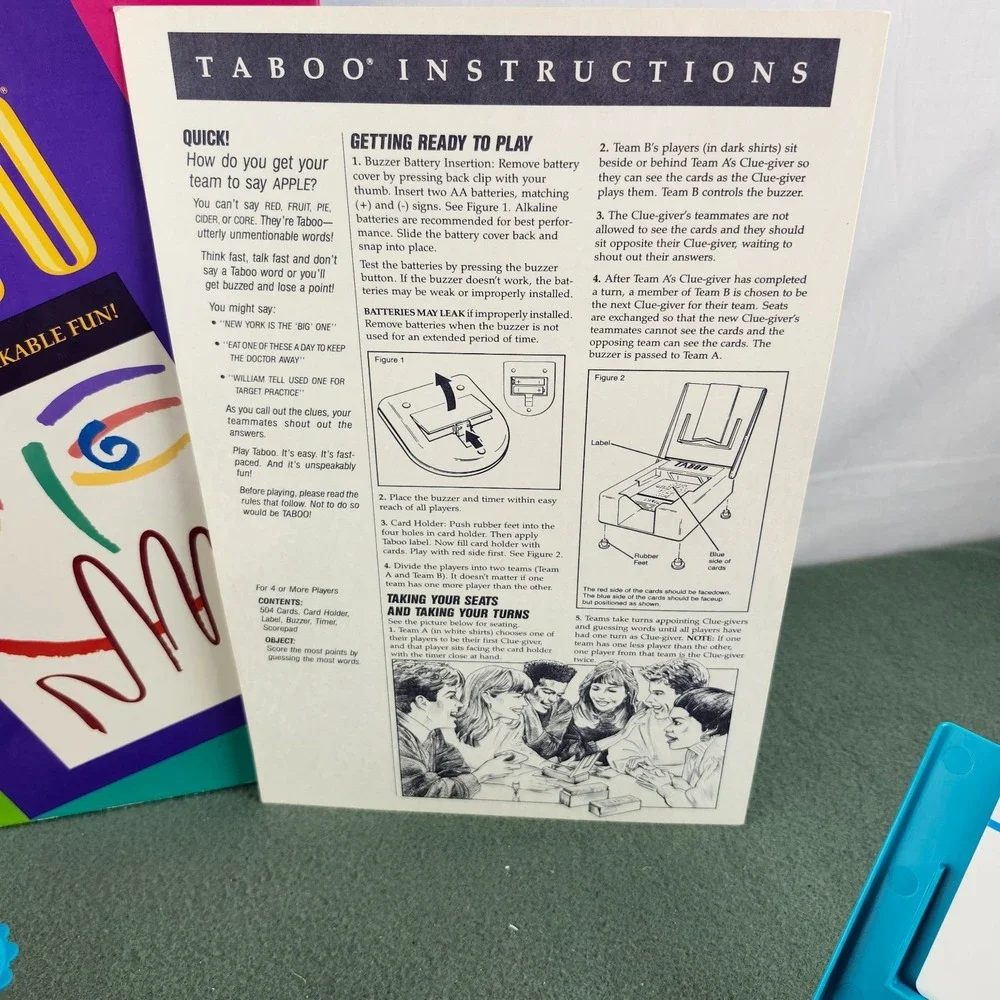 Vintage Taboo The Game of Unspeakable Family Fun Milton Bradley 1989, Complete